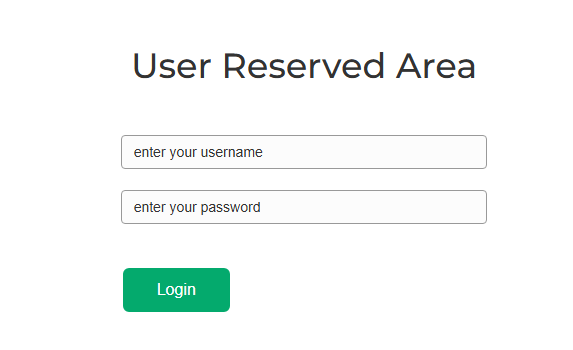 User Reserved Area - Login