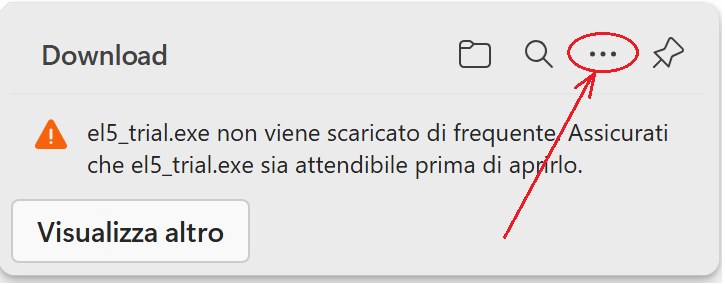 Messaggio di sicurezza di download